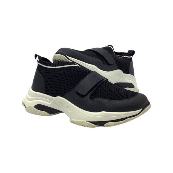 Steve Madden Knit Strap Medina Chunky Sneakers Womens 11 in Black/White - Picture 1 of 6